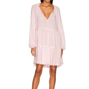 NWT Eberjey Pink Small Summer of Love Sofia Mini V-Neck Lace Scalloped Hem Dress